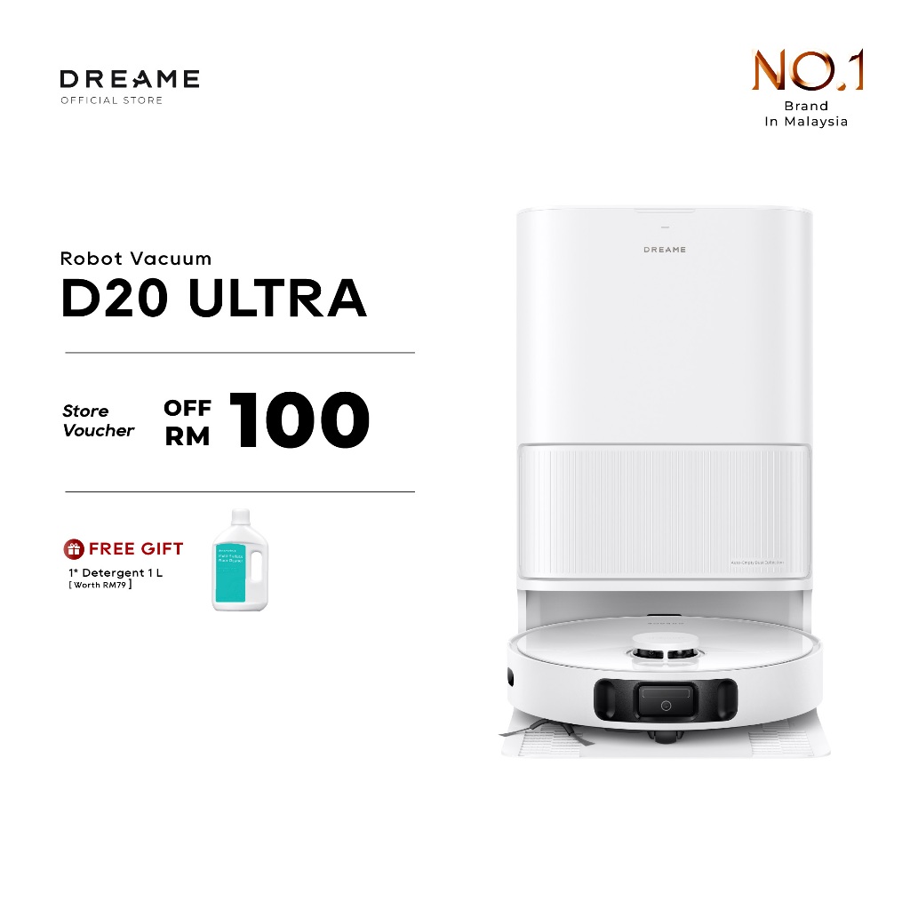 Dreame D20 Ultra Robot Vacuum｜All-in-One Dock with Auto Empty, Wash & Hot-Air Dry, 13,000Pa Vormax™, RoboSwing™, 3DAdapt