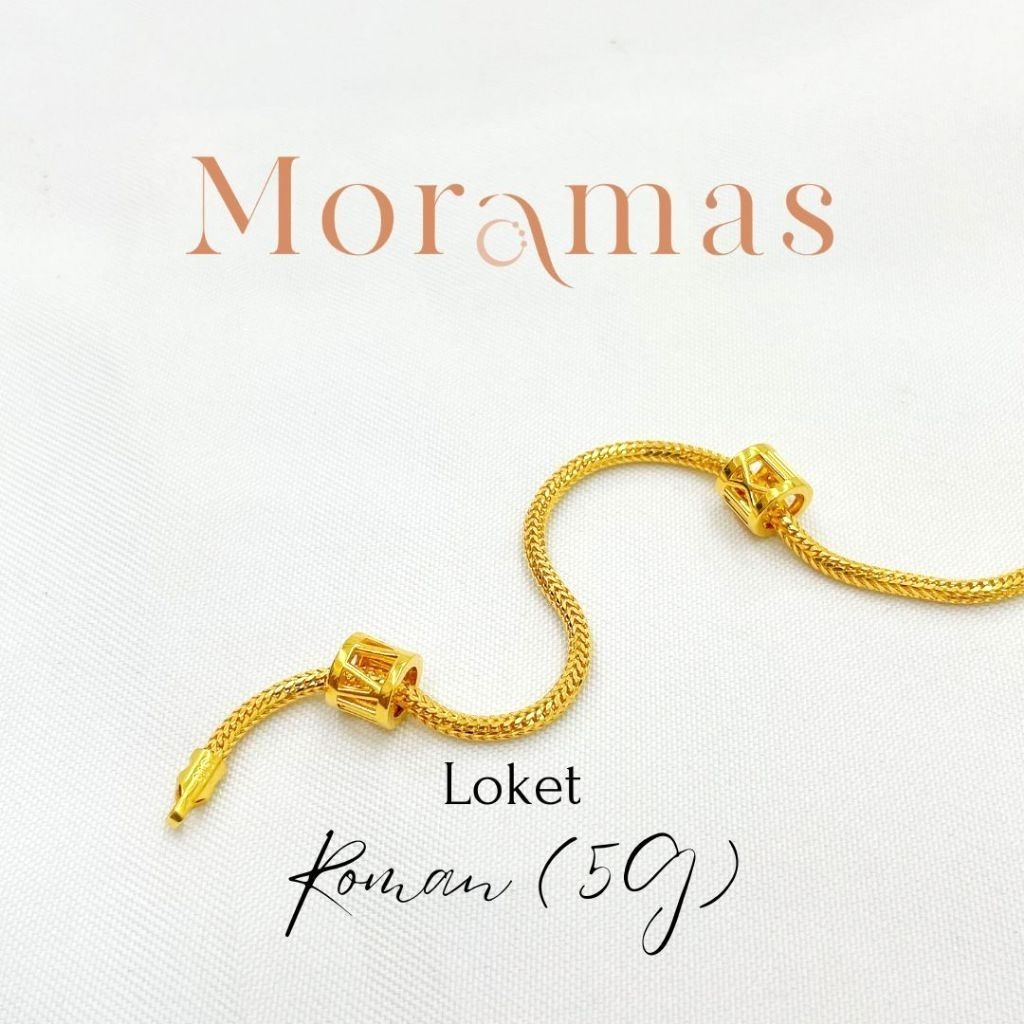 Moramas (5G) Hollow ROMAN Pendant & Bead 916 Gold/Loket (5G) ROMAN Kosong Emas 916/时尚罗马吊坠916金