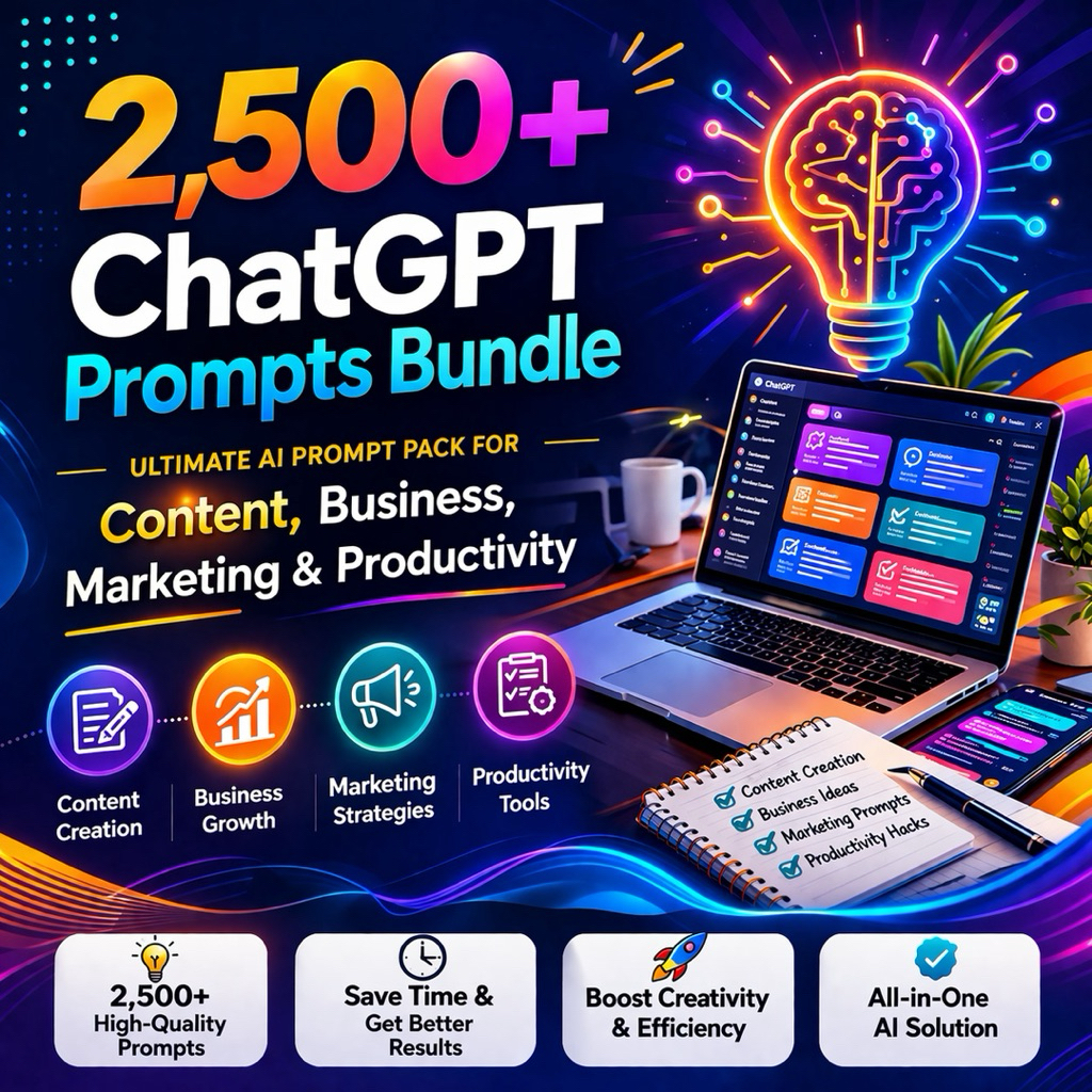 2500+ ChatGPT Prompts Bundle – Ultimate AI Prompt Pack for Content Creation, Business Growth, Marketing & Productivity