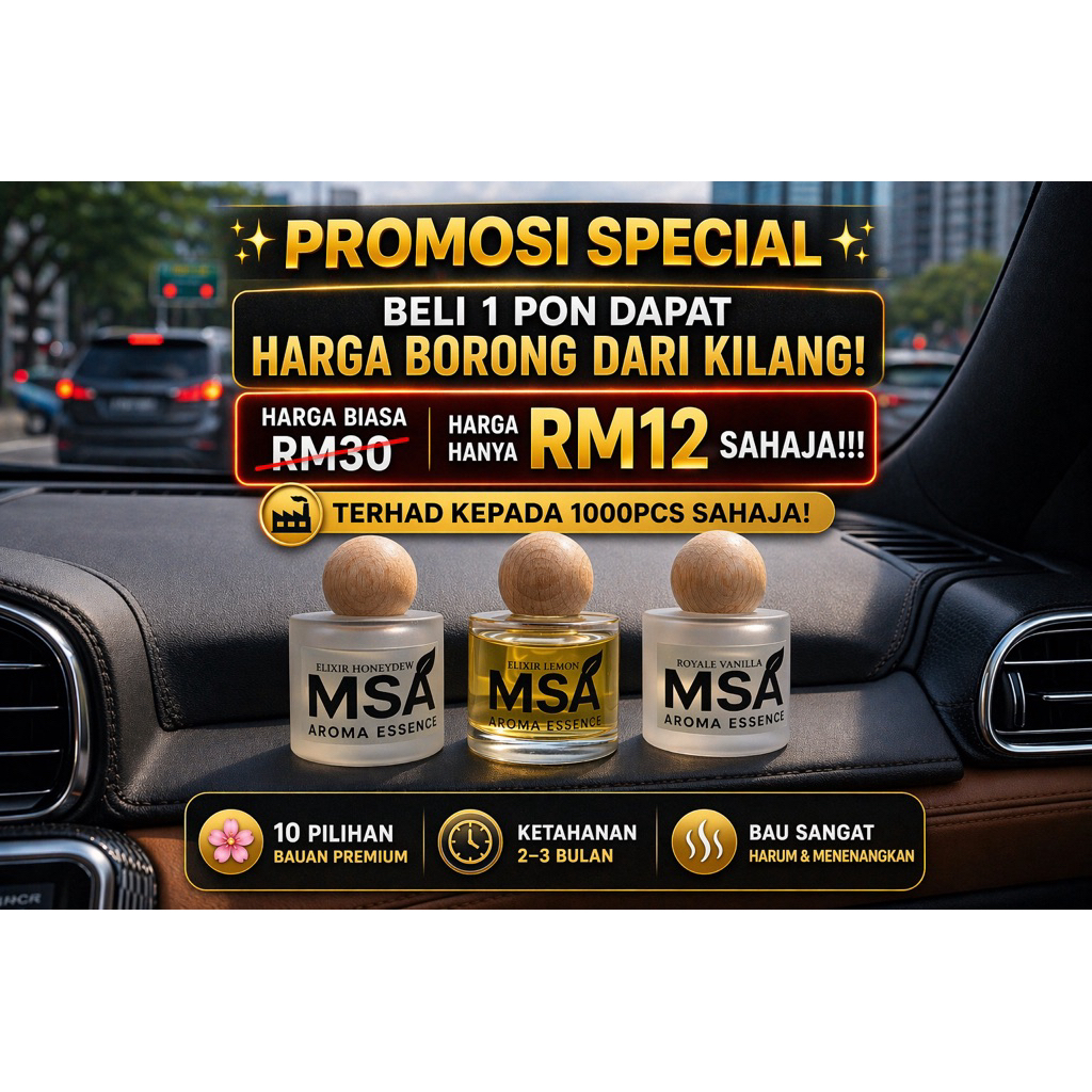 MSA pewangi kereta&rumah beli 1 pon dapat harga borong 50ML tahan 2 bulan car fragrance car perfume