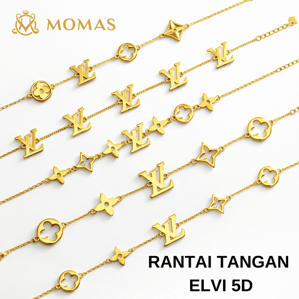 MOMAS RANTAI TANGAN ELVI 5D Emas 916 Tulen Rantai Tangan Emas 916 Rantai Tangan Emas 916 Tulen Emas 916
