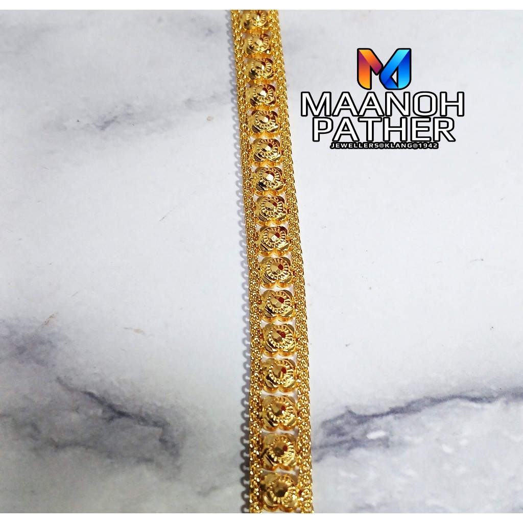 8.19GM-916 GOLD FANCY MOTTU BRACELET-916 FANCY MOTTU BRACELET-916 GELANG EMAS-916 FANCY GELANG-916 INDIAN MOTTU BRACELET