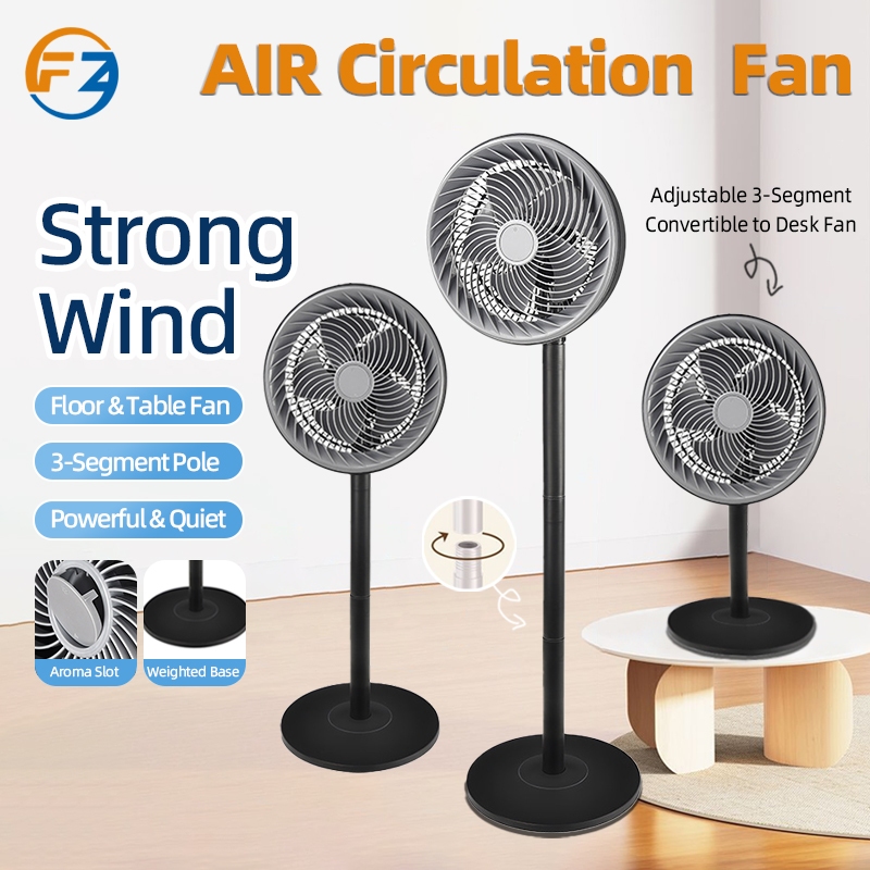 FZ Air Circulation Fan, 3-Part Adjustable Floor Fan, Convertible to Table Fan, Quiet Powerful Wind