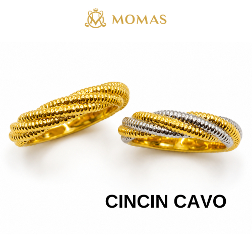 MOMAS CINCIN CAVO 5D Emas 916 Original Cincin Belah Rotan Emas 916 Tulen Cincin Pintal Emas 916 Original