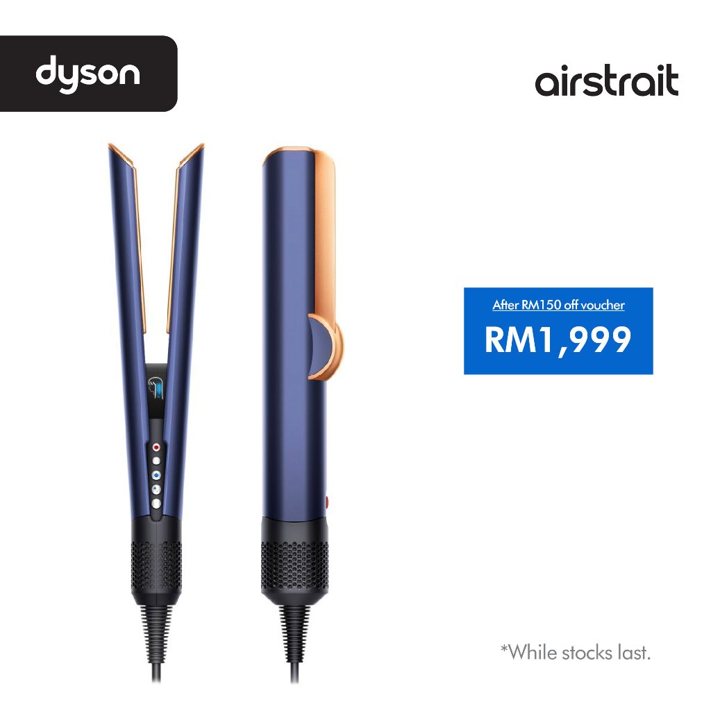 Dyson Airstrait™ dryer and straightener (Prussian Blue) | Wet to dry straightener | No hot plates | Pelurus Rambut
