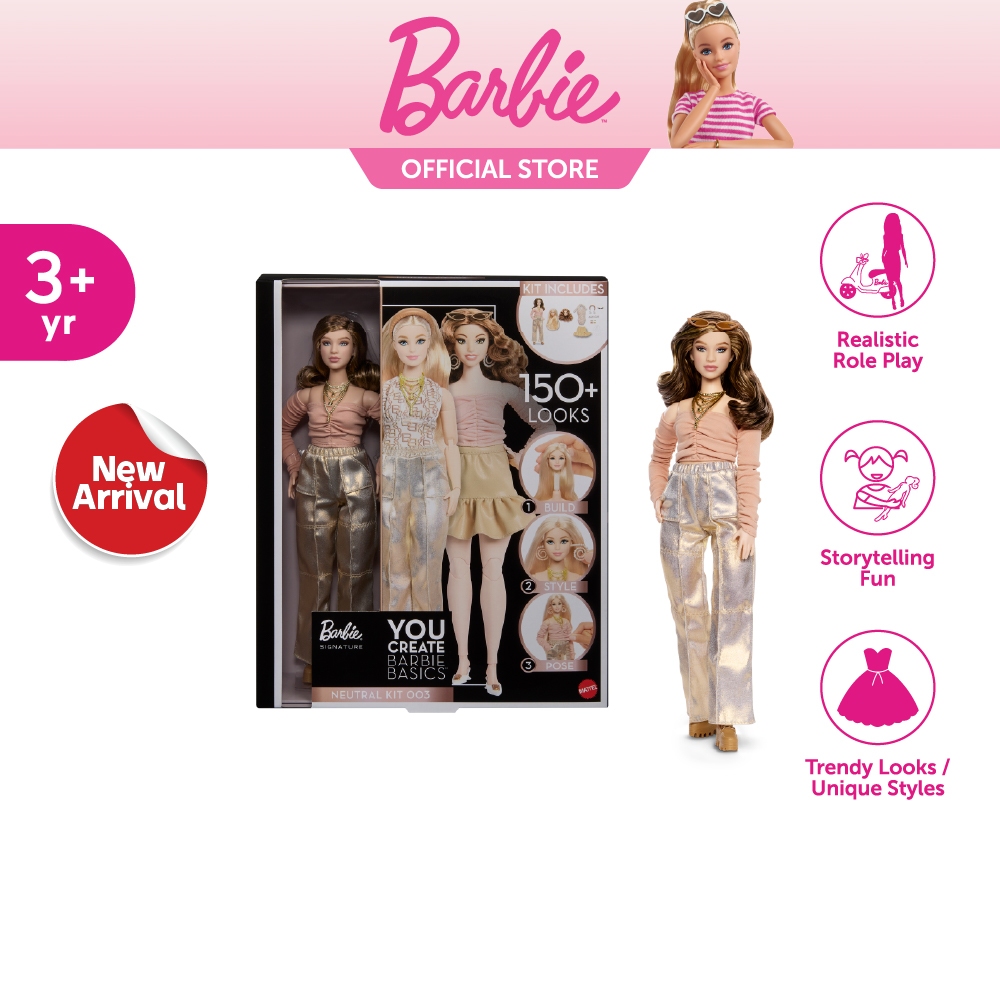 [ONLINE EXCLUSIVE] Barbie Signature You Create Barbie Basics Neutral Kit 003, Universal-Fit Clothing (JJX37)