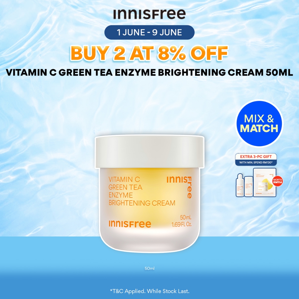[1 JUNE - 9 JUNE | BUY 2 GET 8% OFF] INNISFREE Vitamin C Green Tea Enzyme Brightening Cream
