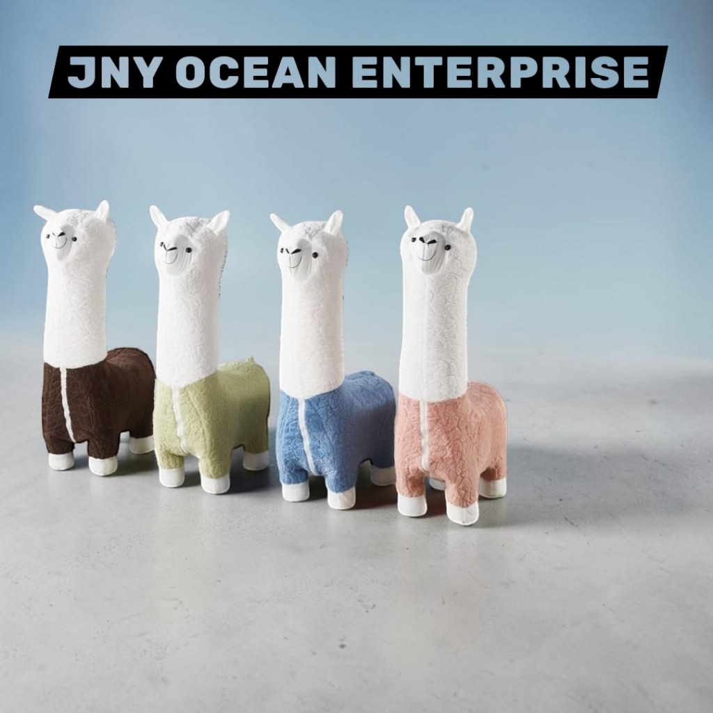 Ship From Pulau Pinang】Creative Large Alpaca Stool Living Room Floor Decoration Plush Animal Seat Moving Gift