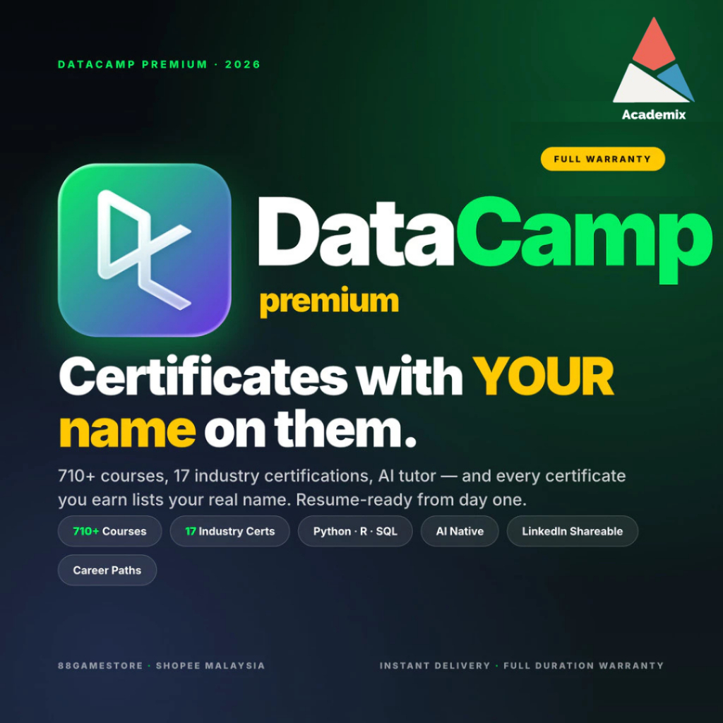 (24/7 Fast) DataCamp Premium Account | Certificates with YOUR Name | Python · R · SQL · AI · Power BI | 710+ Courses