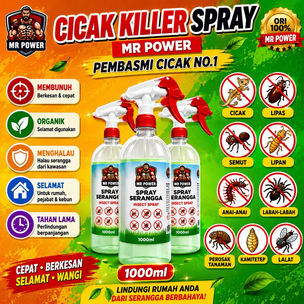Mr Power Insect Repellent Spray Cicak Lizard Lipas Lipan Anai-Anai Anti Serangga