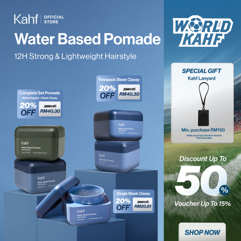 Kahf Water Based Pomade -12h Strong Hair Styling Product - Easy Wash Easy Application