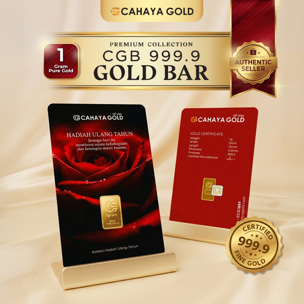 CAHAYA GOLD 999.9 Gold Bar 1G Rose Anniversary Gift Hadiah Ulang Tahun&hellip;