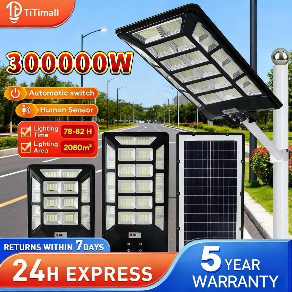 300000W Powerful Solar Street Light for Gates, Gardens and Driveways, Waterproof Outdoor Lighting with Easy Installation