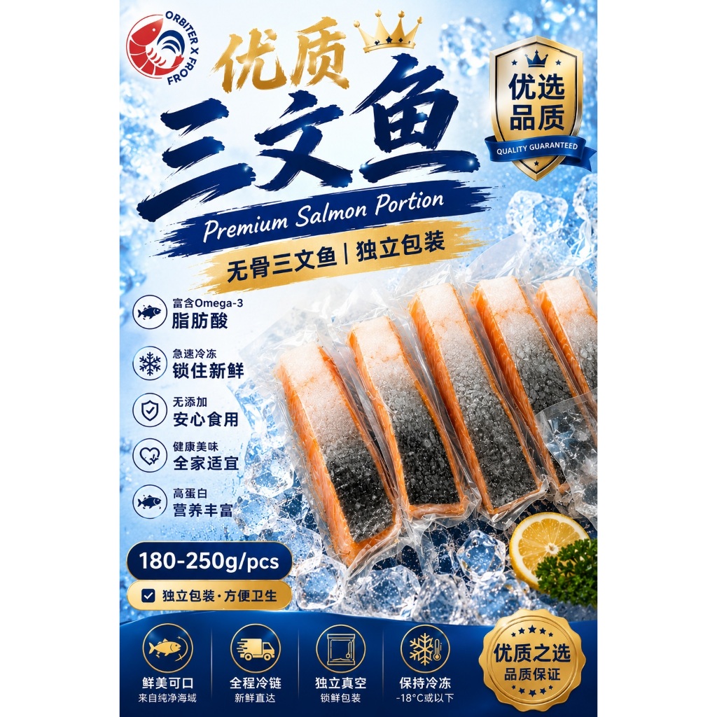 <<PENANG ONLY>>Premium Salmon Portion | Premium Salmon Fillet | 无骨三文鱼 | Fresh Frozen | Vacuum Packed