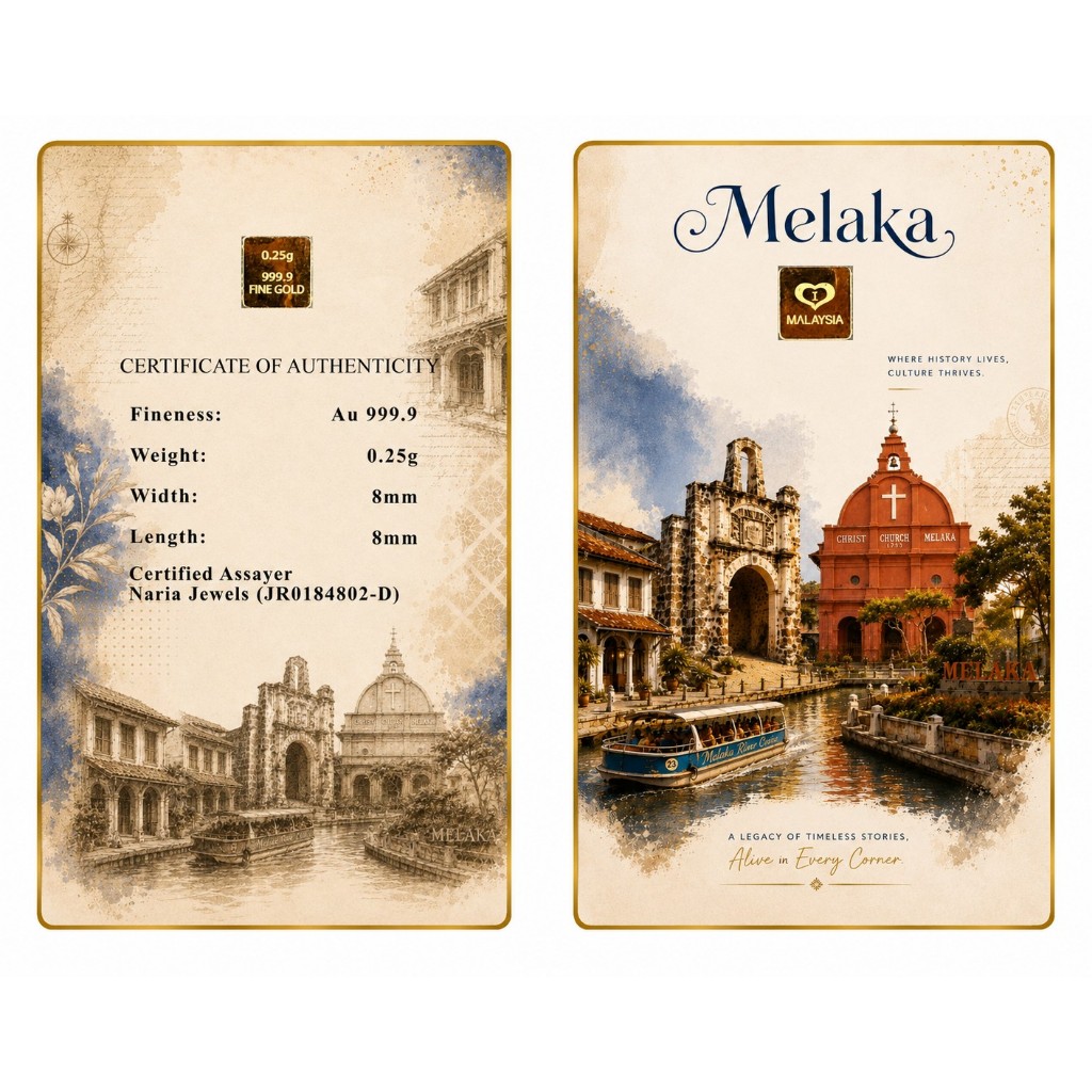 Naria 999.9/24K Gold Bar 0.25gm Edisi Melaka Malaysia Pelaburan Emas Gold Investment&hellip;