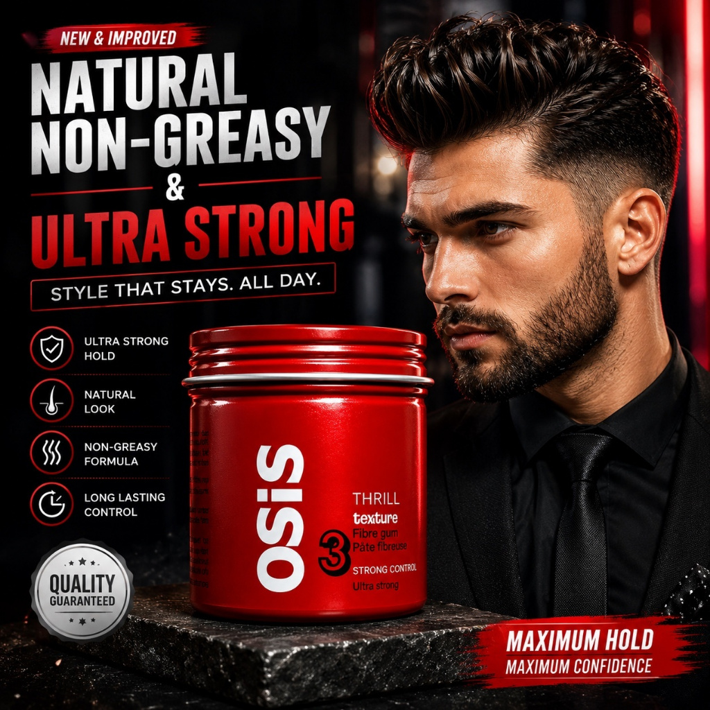 【' 】The Beauty Street 100ml Osis Hair Clay Hair Wax Pomade Rubber Strong Hold Gel Rambut Saloon 发泥发胶