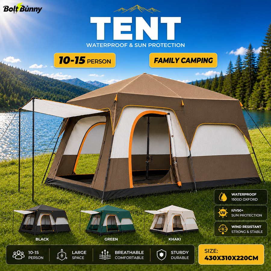 Khemah Camping Waterproof Tent Khemah Unta Besar Foldable Family Tent Large Outdoor 5 8 15 Person