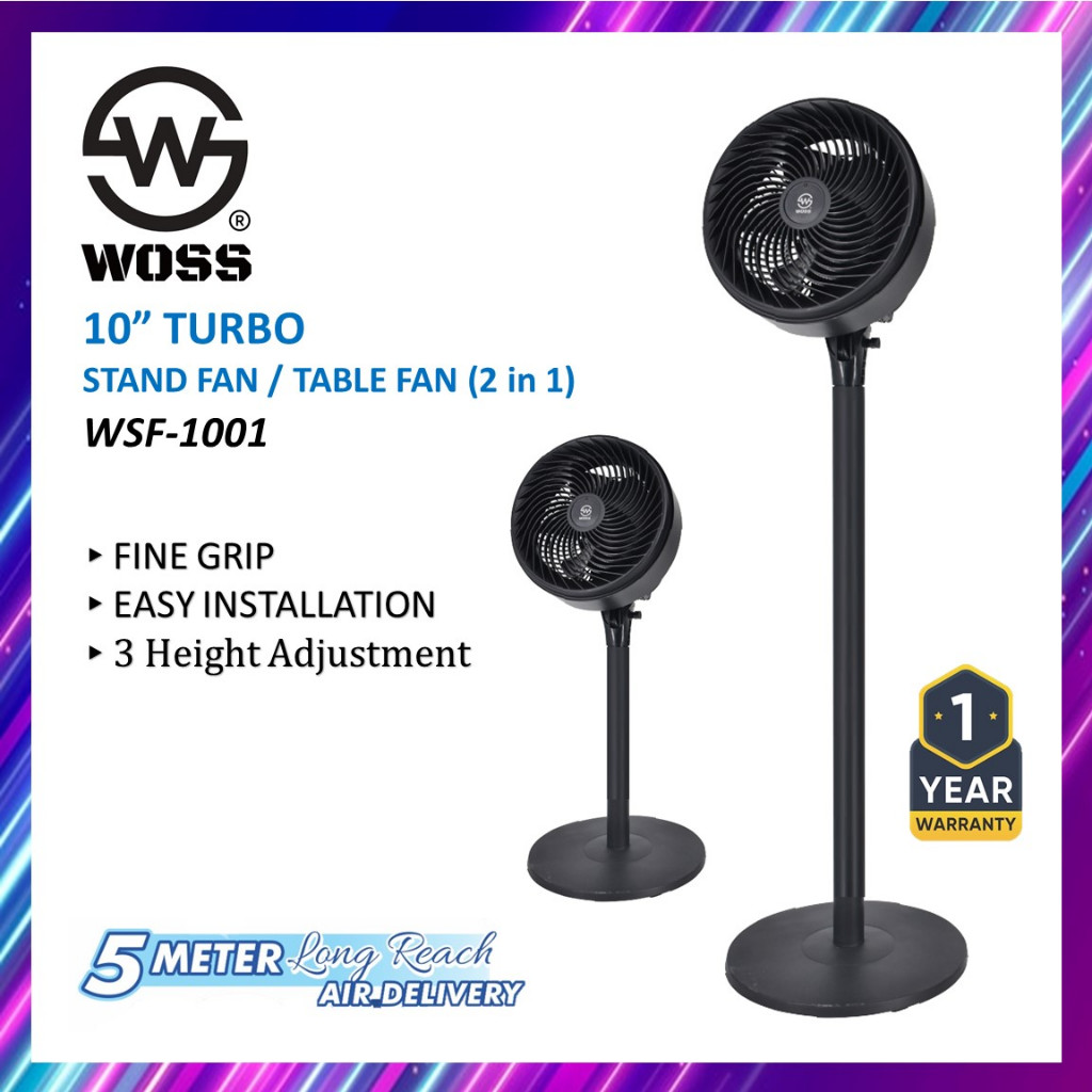 WOSS 10" TURBO Stand Fan / Khind 9" Air Circulator AC9501SA / Milux Gale Fan MGF10 JET AIR FAN Kipas Berdiri Meja