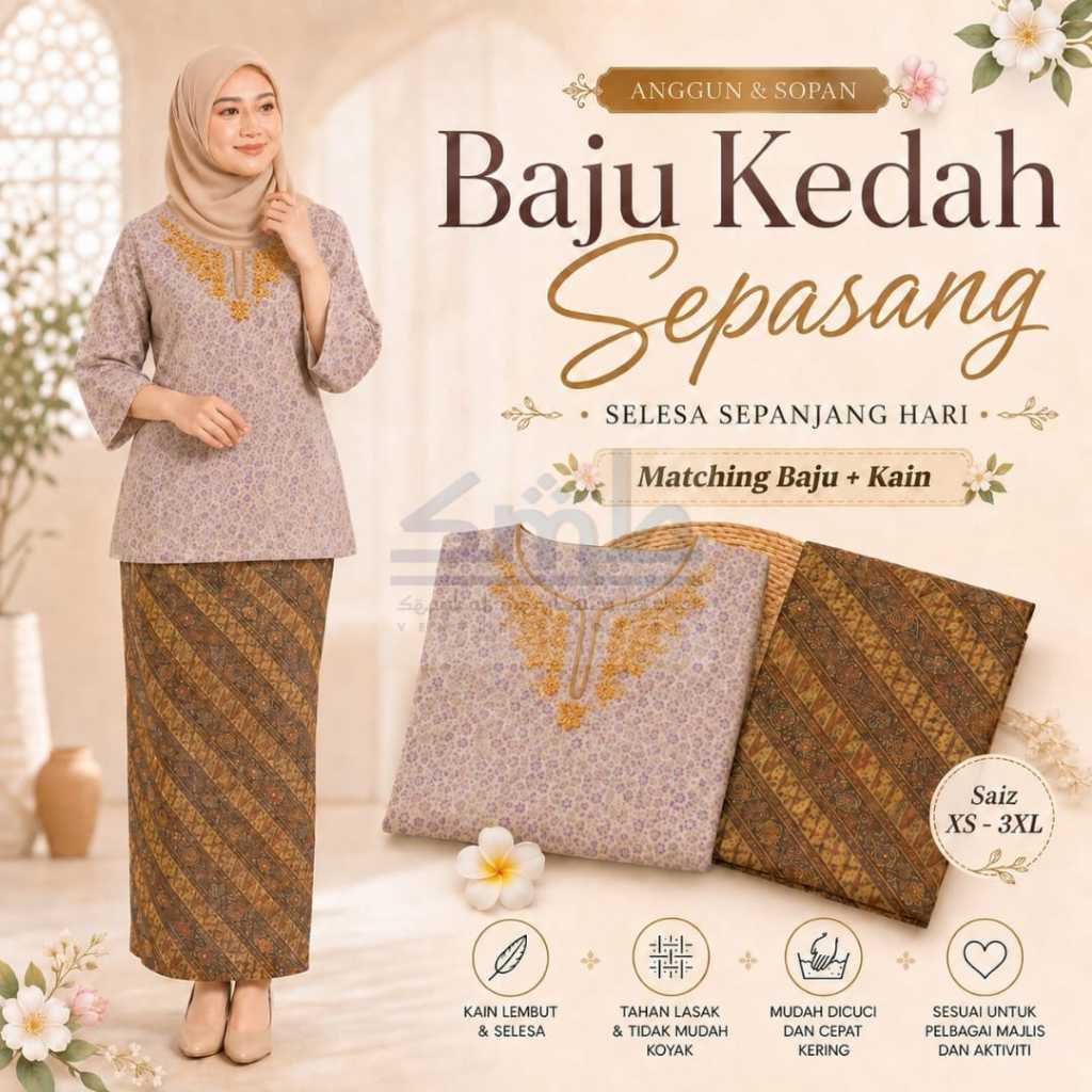 (PMN) Baju Kedah Sepasang (Kain Batik) Baju Opah Sepasang | Baju Perkahwinan | Baju Harian
