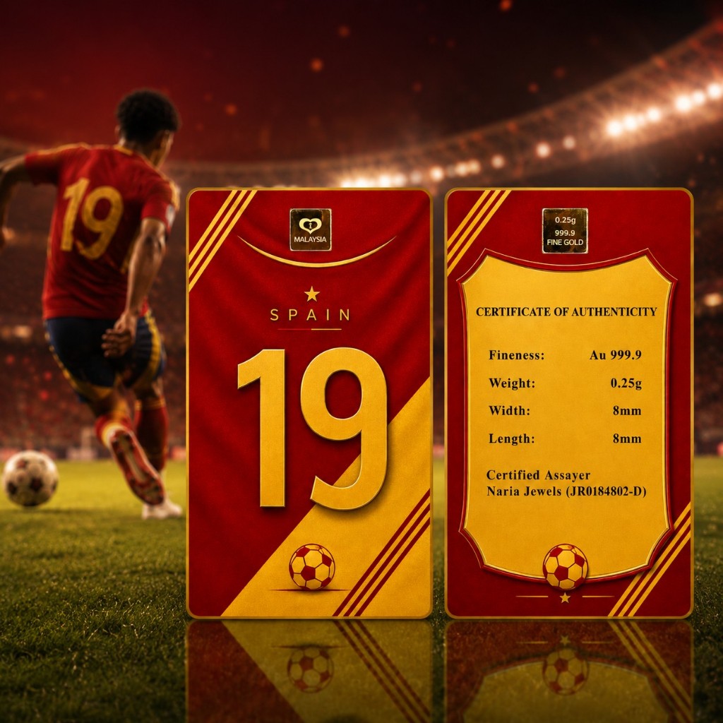 Naria 999.9/24K Gold Bar 0.25gm Spain Design Football Series Gold Investment Pelaburan&hellip;