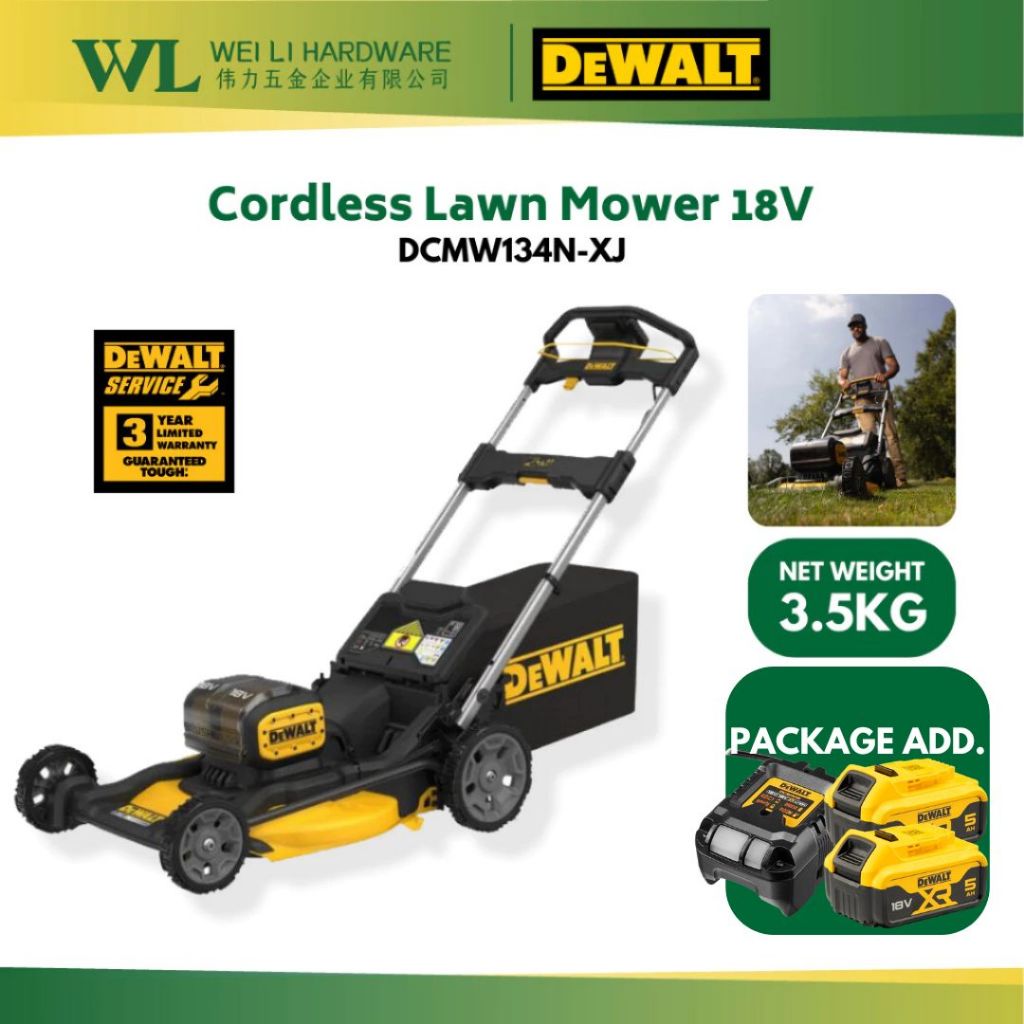 DEWALT DCMWP134N-XJ 18V XR Cordless Lawn Mower 53cm Brushless Body Only (Uses 2 Batteries)  Alternative Title: