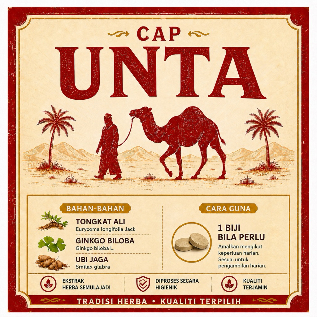 Cap Unta - 100% Bahan Semulajadi (1 Biji Bila Perlu je)