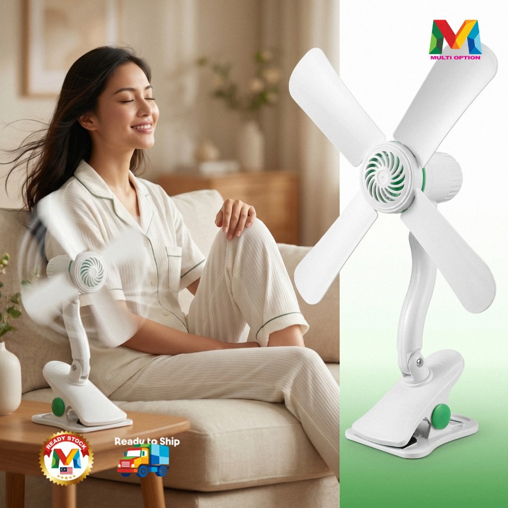 4 Bilah Kipas Angin Klip Fan Table Fan UK Plug Super Strong Mini Clip Fan Electrical Energy Fan夹风扇