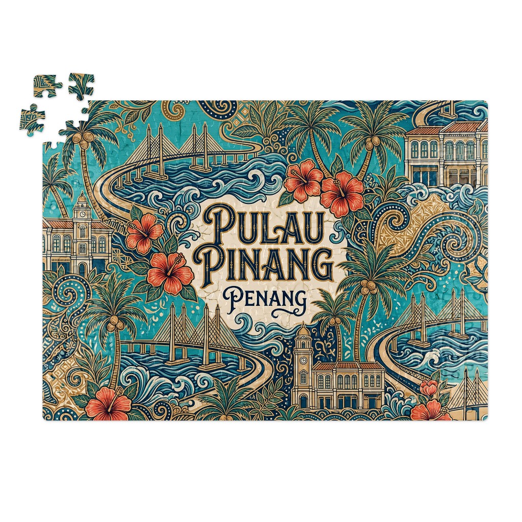 Jigsaw Puzzle A3 300pcs Pulau Pinang Penang Batik Malaysia Dewasa Koleksi Cenderamata Kraftangan Tempatan Malaysua A18
