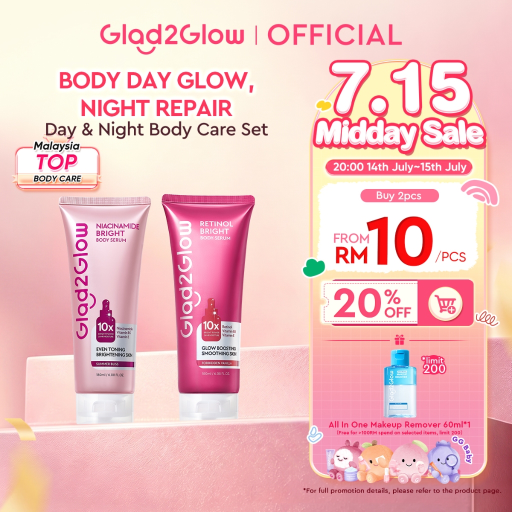[Live Extra]Glad2Glow Retinol Bright Body Serum Lotion Lightweight Texture Vitamin B5 Hydration Firmer & Smoother Skin