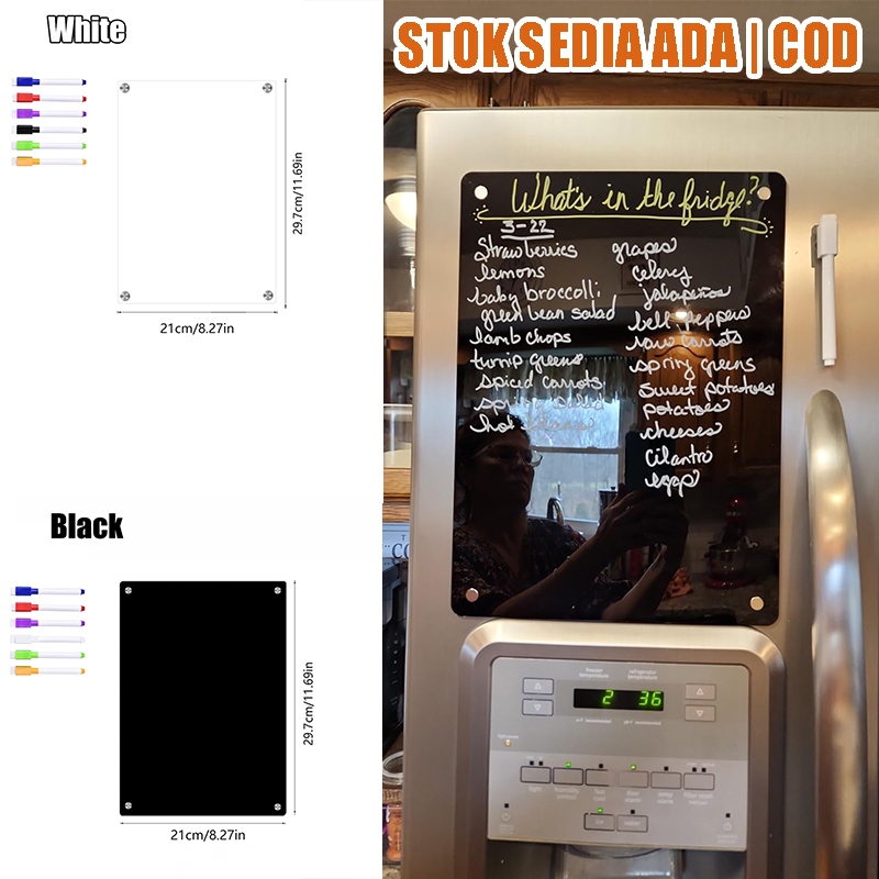 Acrylic Magnetic Message Board-Dry Erase Fridge Calendar & Memo Board, Family Schedule Planner with Marker pen