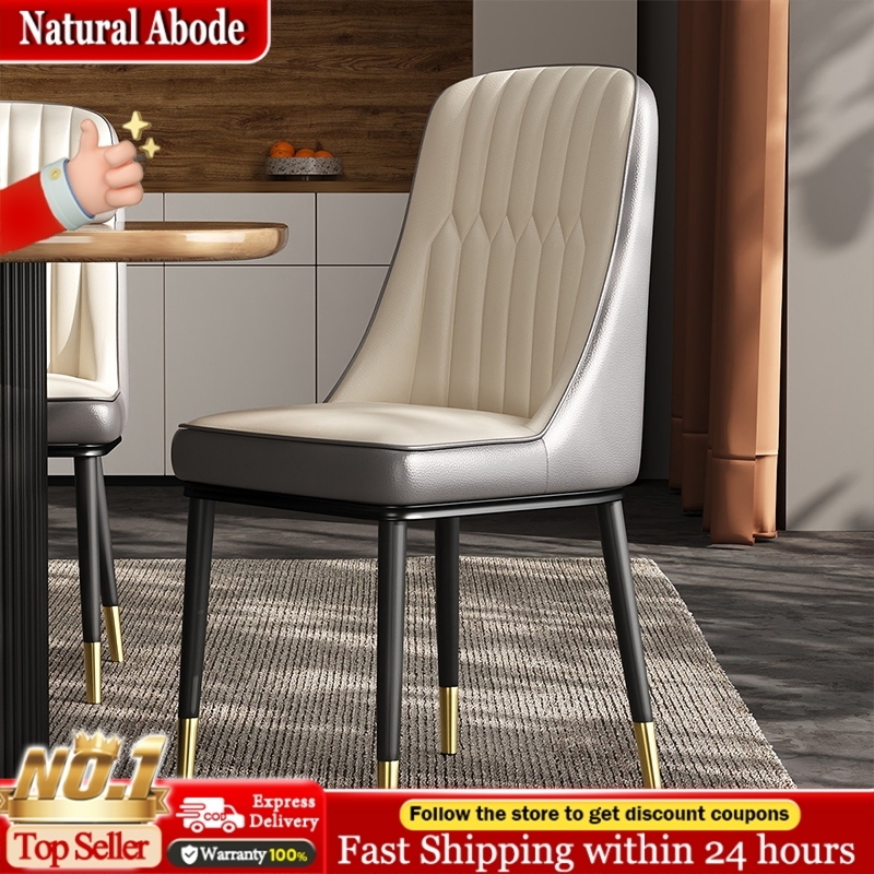 Luxury Dining Chair Kerusi Makan Home Dining Room High Backrest Chair Modern Leather Italian Style Seat Steel Leg Kerusi