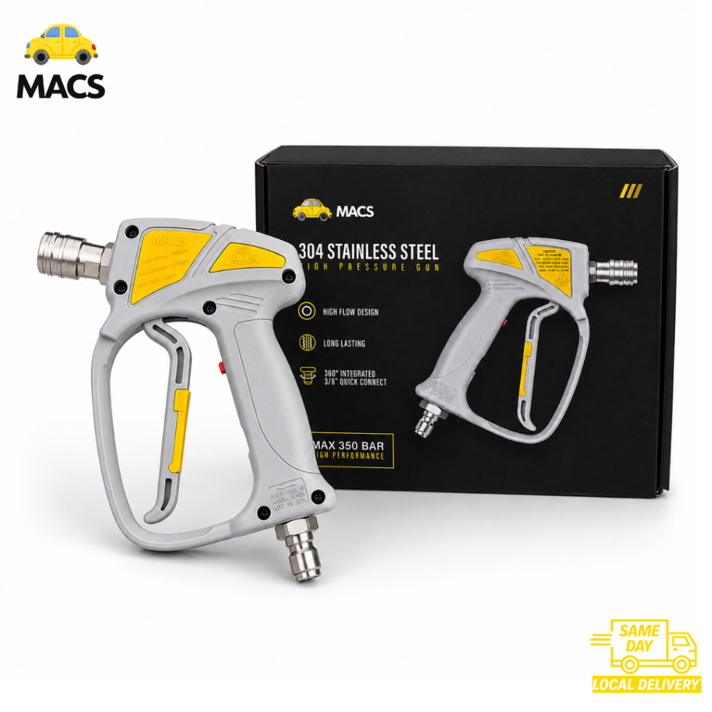 MACS Fully 304 Stainless Steel Short Pressure Washer Gun With Swivel - High Pressure Water Gun with 3/8' Male Plug