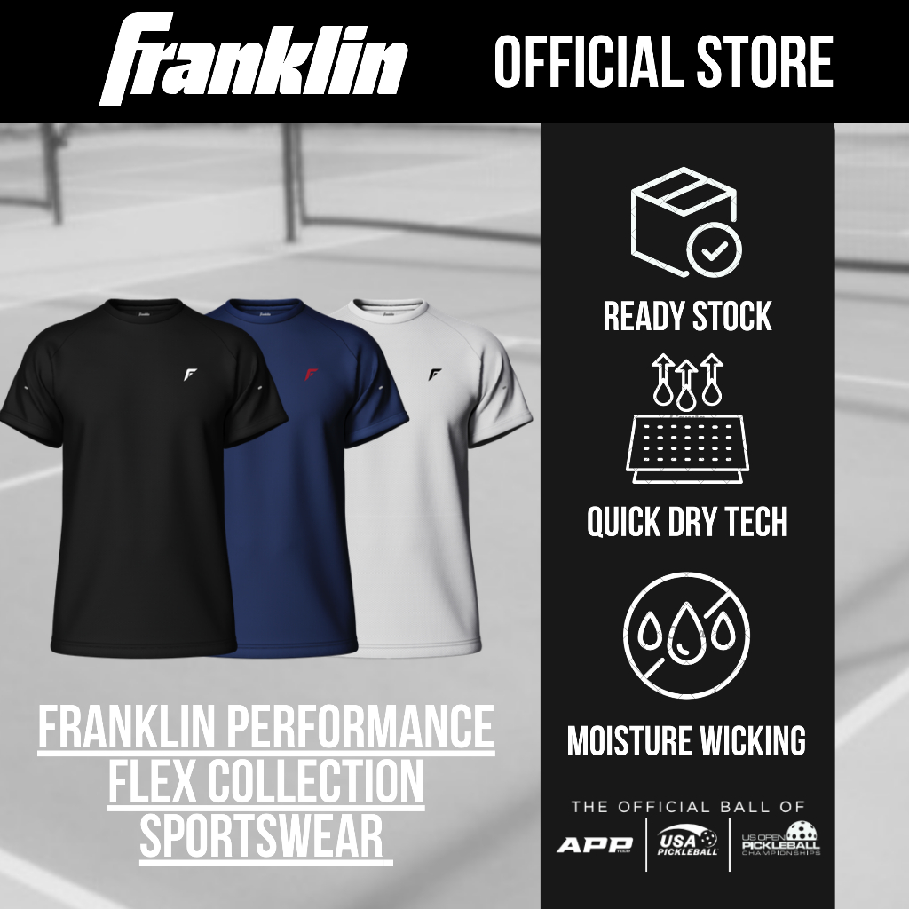 [READY STOCK] Pickleball Apparel Sportswear Clothing -Franklin Performance Flex Collection Sportswear (Black/White/Navy)