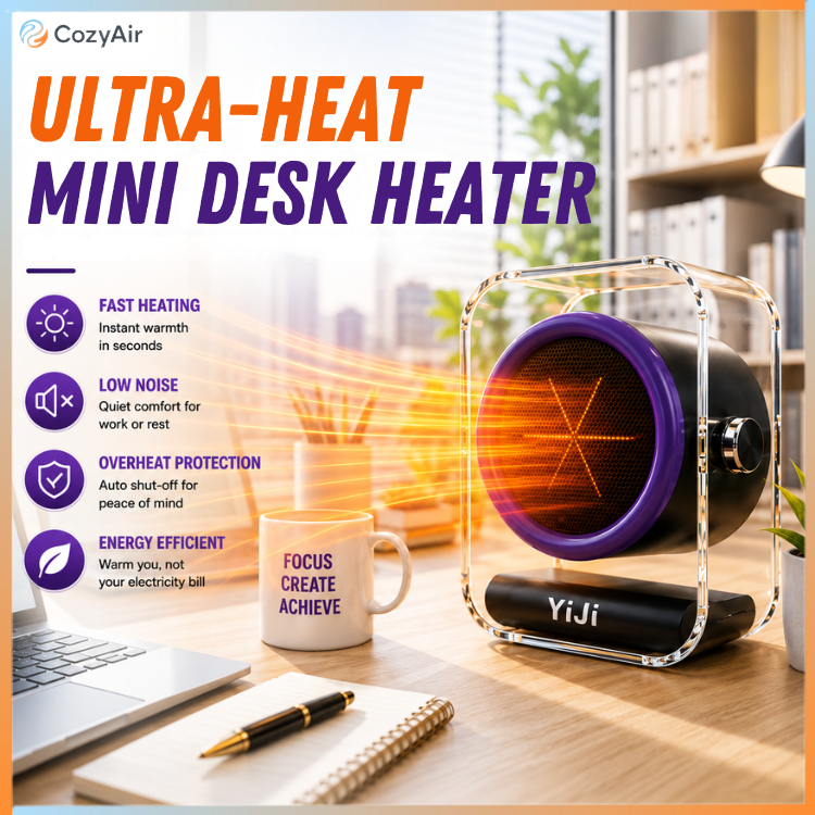 Portable Electric Warmer Desktop Heater Fan Air Blower Ultra Heating Small Space for Office Bedroom