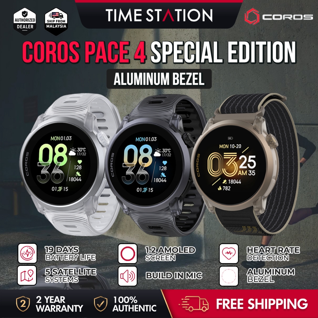 COROS PACE 4 Black Crystal GPS SmartWatch Strava Watch Running Gym Outdoor GPS Tracker Corus Smart watch