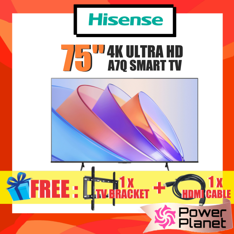 [FREE TV BRACKET & HDMI CABLE] Hisense 75'' 4K UHD Smart TV A7Q Series 75A7Q Television Ultra HD