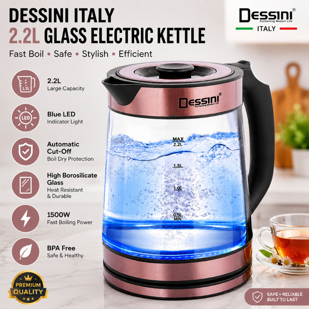 DESSINI Electric Kettle Automatic Cut Off Kitchen Appliance Malaysia