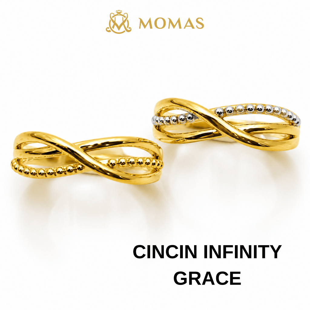 MOMAS CINCIN INFINITY GRACE 5D Emas 916 Original Cincin 916 Trending Design 916 Emas Original Tulen