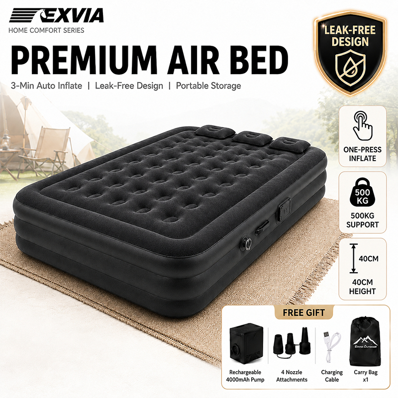 WTHB Inflatable Air Bed Double Size with Automatic Pump Portable Foldable For Camping Tilam Angin