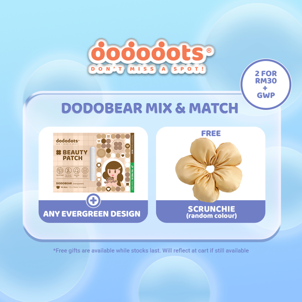 [2 FOR RM30 + GWP] Dodobear Mix & Match | Transparent & Colored Clinical-Grade Hydrocolloid Dododots Pimple Patches