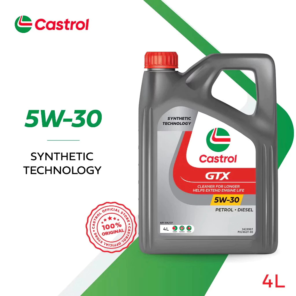 Castrol GTX 5W-30 (4L) Minyak Enjin Teknologi Sintetik API SN untuk Kenderaan Petrol dan Diesel