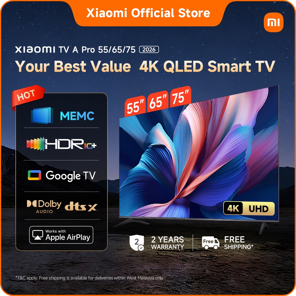 Xiaomi TV A Pro 55/65/75 2026 | 4K/QLED/HDR 10+/Google TV/Dolby Audio™️/120Hz Game Boost/Smart TV