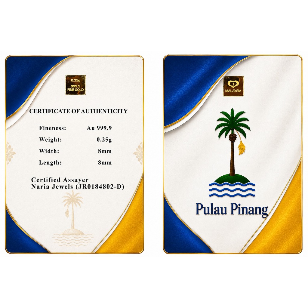 Naria 999.9/24K Gold Bar 0.25gm Pulau Pinang Design Edisi Negeri Malaysia Penang&hellip;