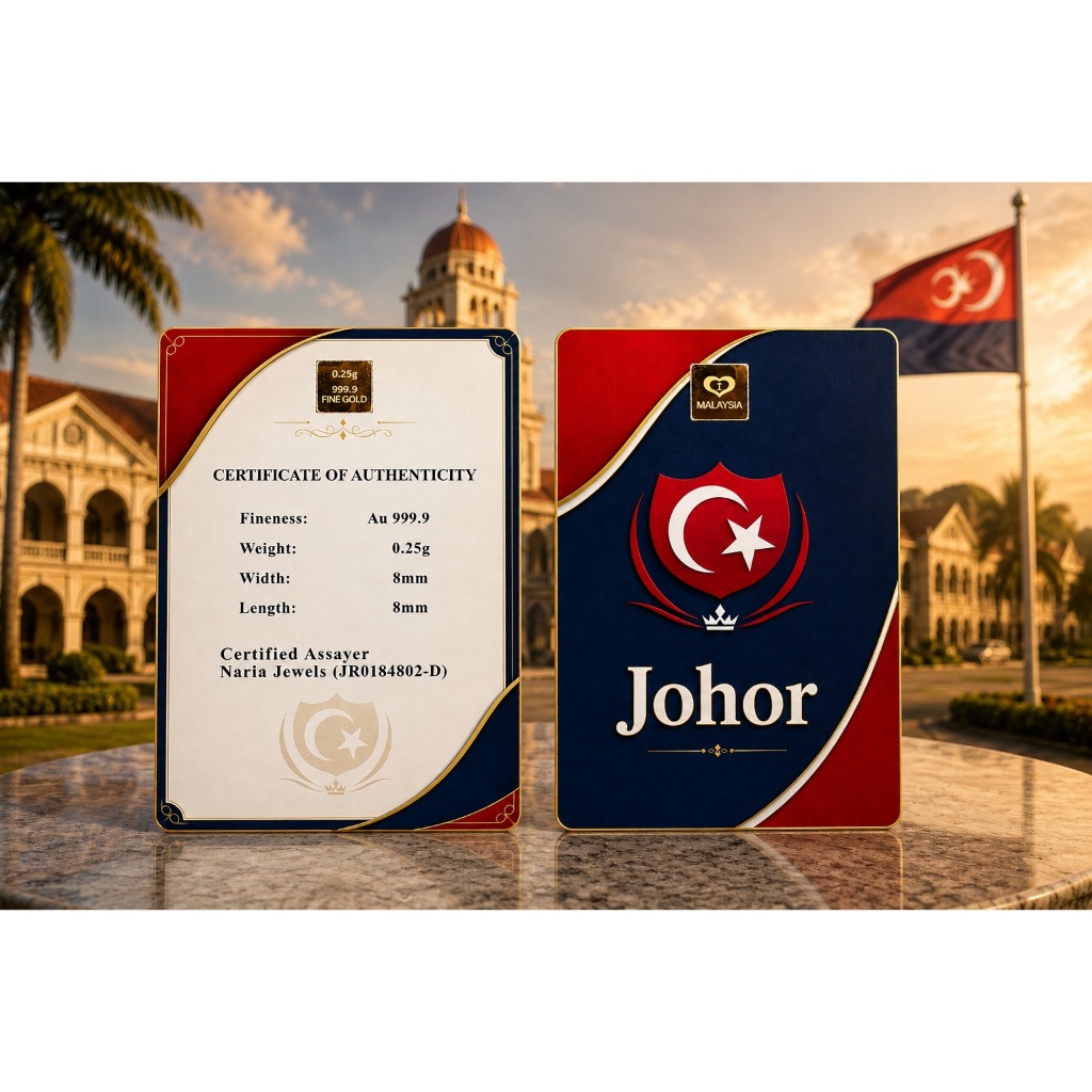 Naria 999.9/24K Gold Bar 0.25gm Johor Design Edisi Negeri Malaysia Johor Collection&hellip;