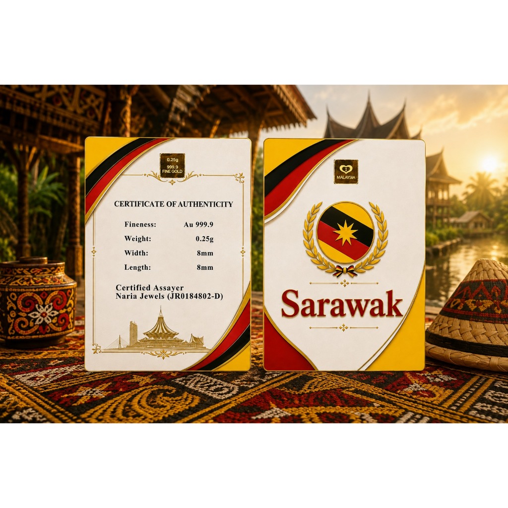 Naria 999.9/24K Gold Bar 0.25gm Sarawak Design Edisi Negeri Malaysia Sarawak Collection&hellip;
