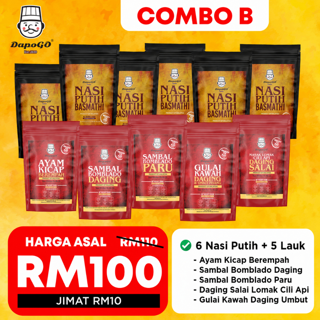 DAPOGO KOMBO B RM100 | 6 NASI + 5 LAUK | PALING UNTUNG, RUGI KALAU TAK GRAB!!