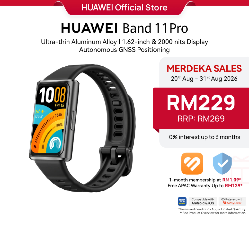 HUAWEI Band 11 Pro Smartwatch l Autonomous GNSS Positioning l T&G l Large & 2000nits Display l Enhanced Sleep Tracking*