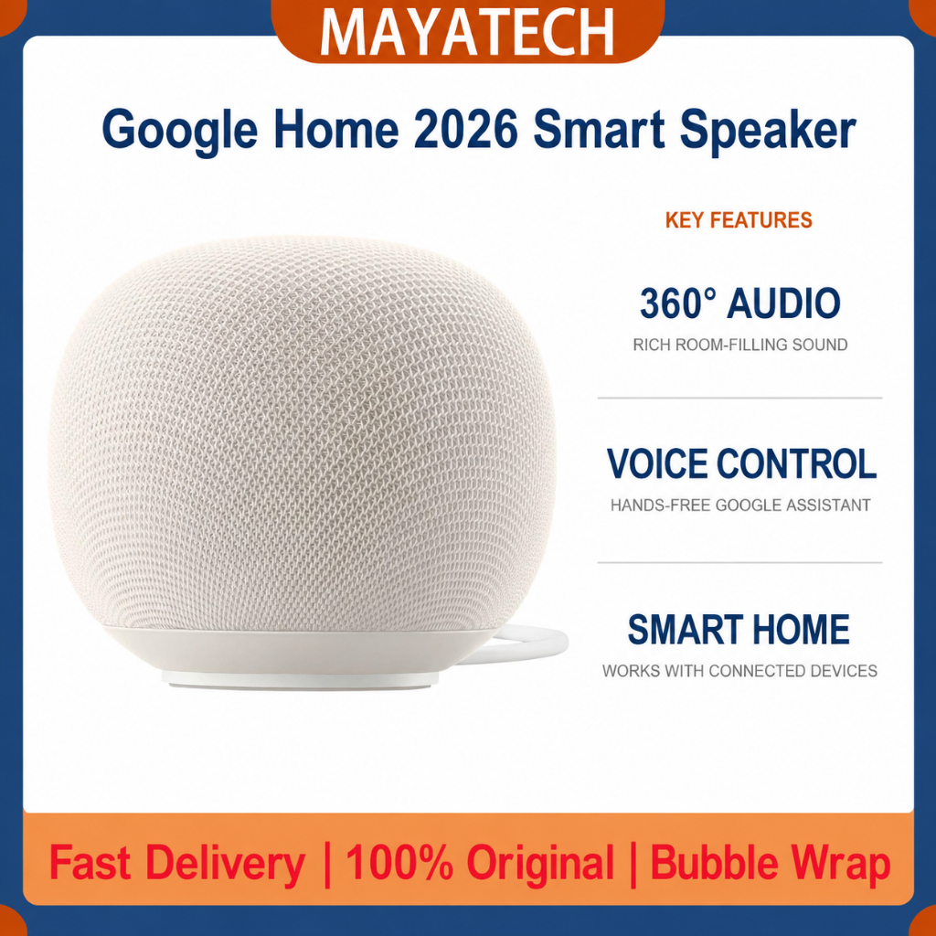 Google Home 2026 Smart Speaker with Gemini AI 360° Sound Smart Home Hub Bluetooth WiFi LED Ring Multi-Room Audio Speaker