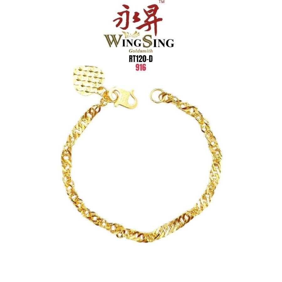 Wing Sing Rantai Tangan Gila Gila Giler Giler Kosong Emas 916 空水波916 黄金手链 916 Water Wave Bracelet