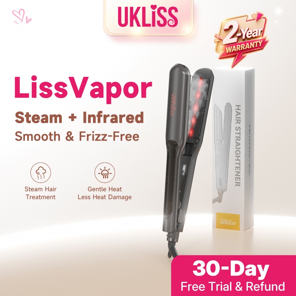 UKLISS Steam Hair Straightener Negative Ions Infrared Flat Iron 50mm Wide Plate Anti Frizz Ceramic Hair Iron 直板夹